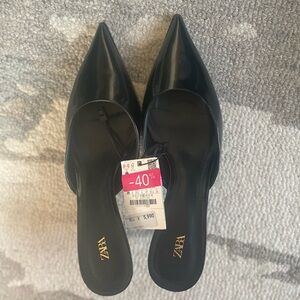 Zara black heeled mules